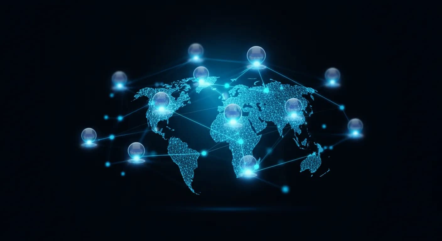 Featured image for Edge Rendering and SEO: Does Serving From the Edge Help? Global map showing edge server locations with data flowing from nearby nodes to user devices