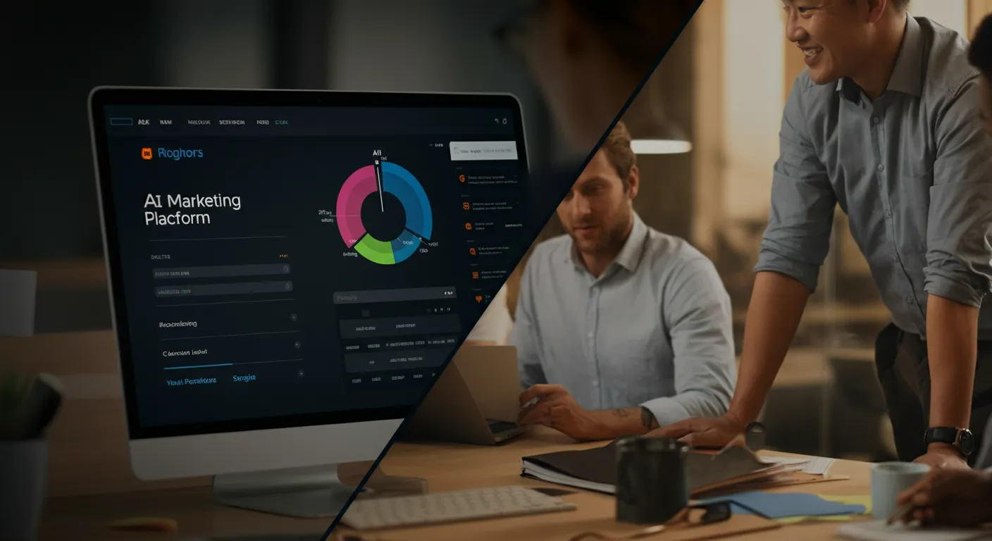 Professional scene related to ai-powered platforms vs in-house marketing teams
