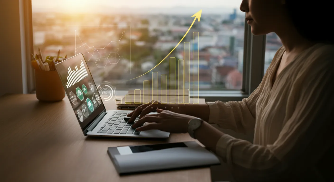 Small business owner discovering free website hosting options on a laptop with a zero dollar price tag