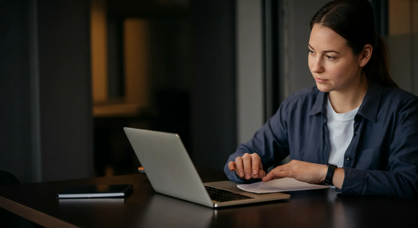 Small business owner reviewing their Bing Places business listing on a laptop in a modern office