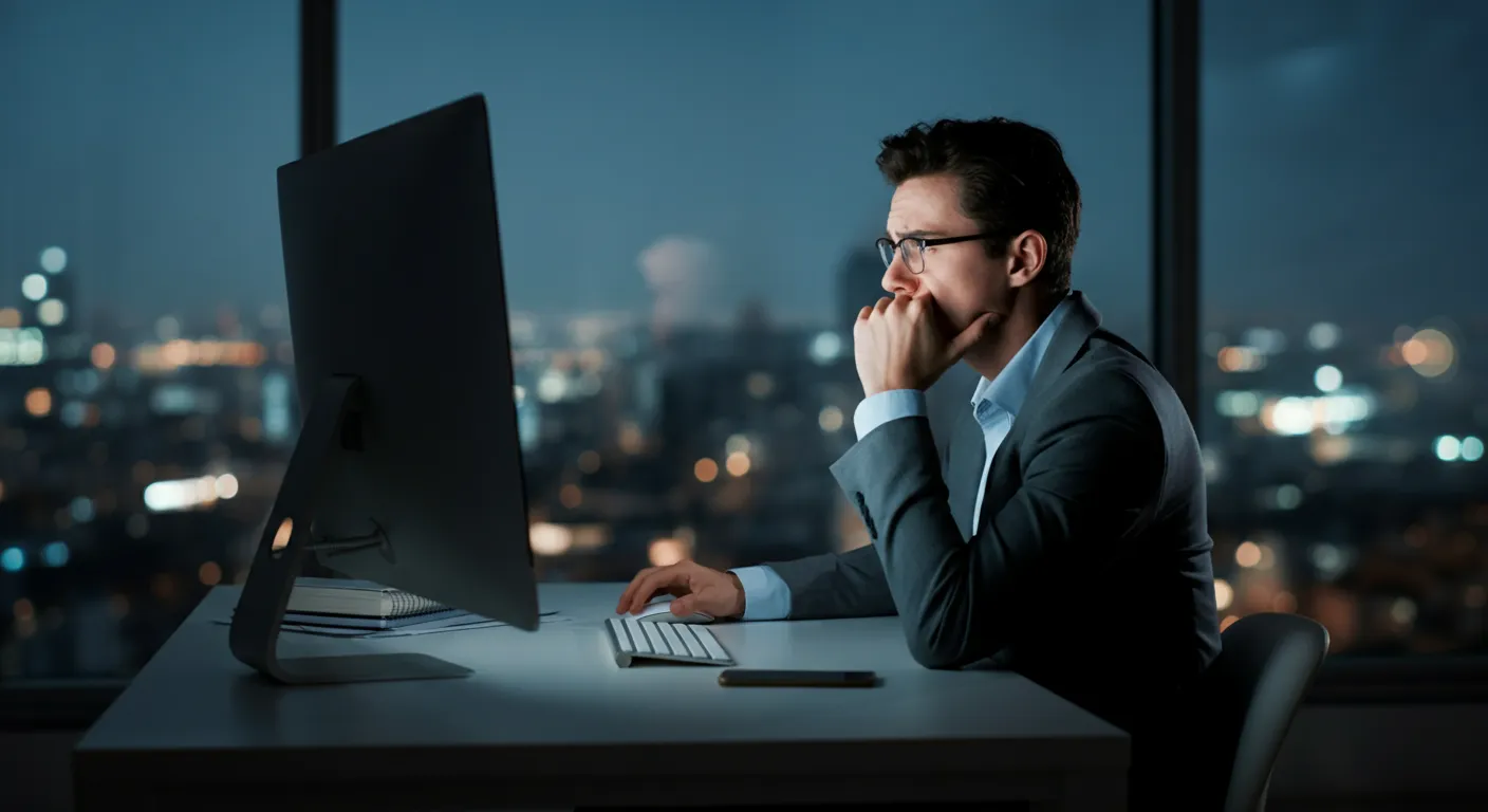 Small business owner checking website speed test results on a laptop showing poor performance scores
