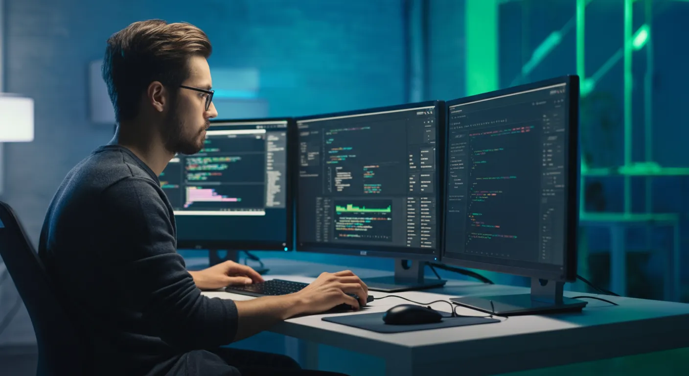 Web developer optimizing website performance with modern tech stack tools
