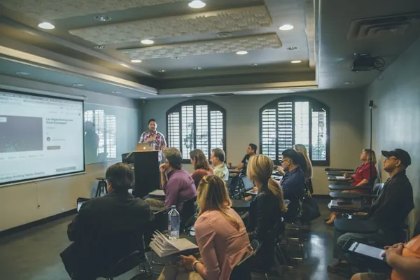 Client training session on the AI blog admin before site launch
